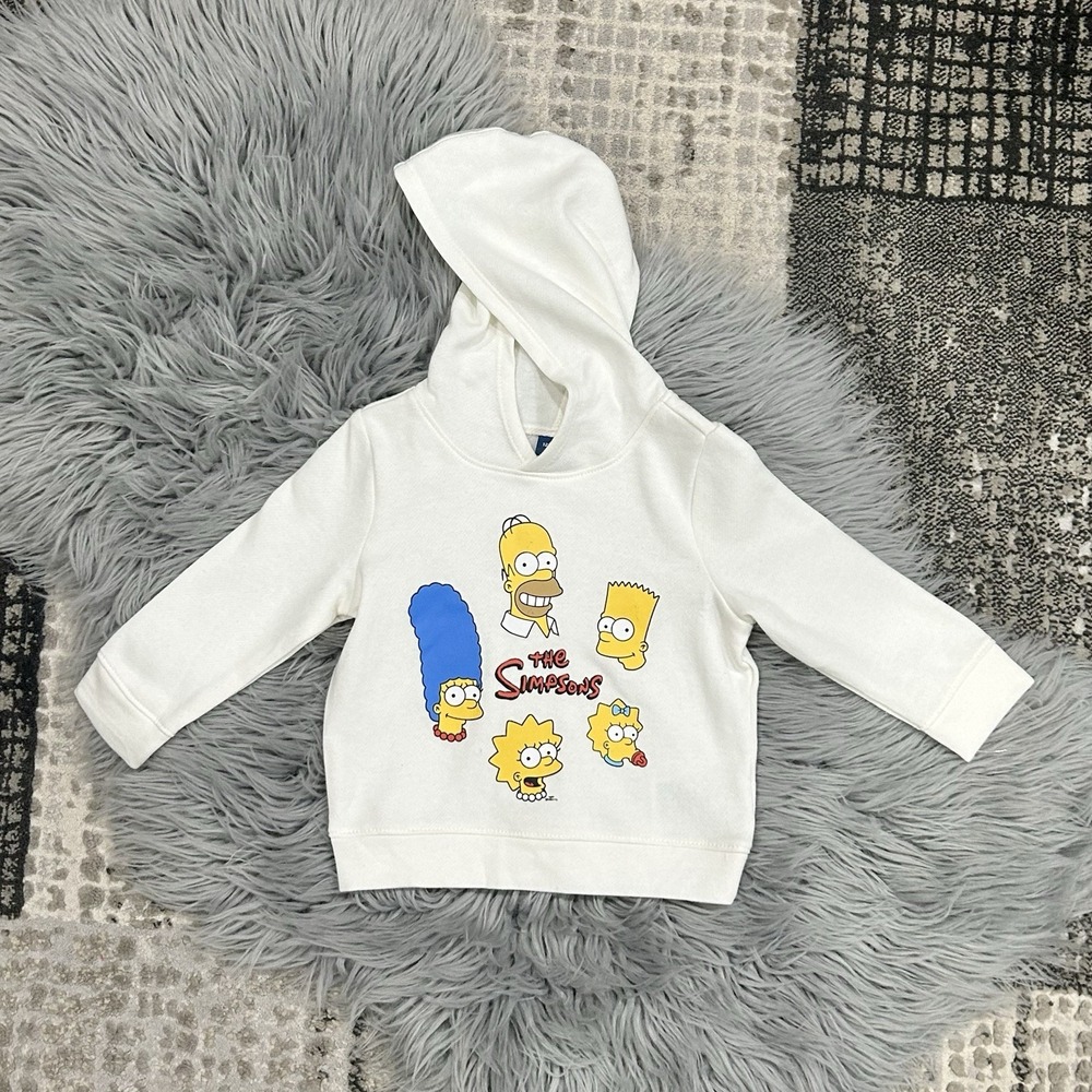 GAP Simpsons Unisex Cream Pullover Graphic Hoodie Size 12-18 Month